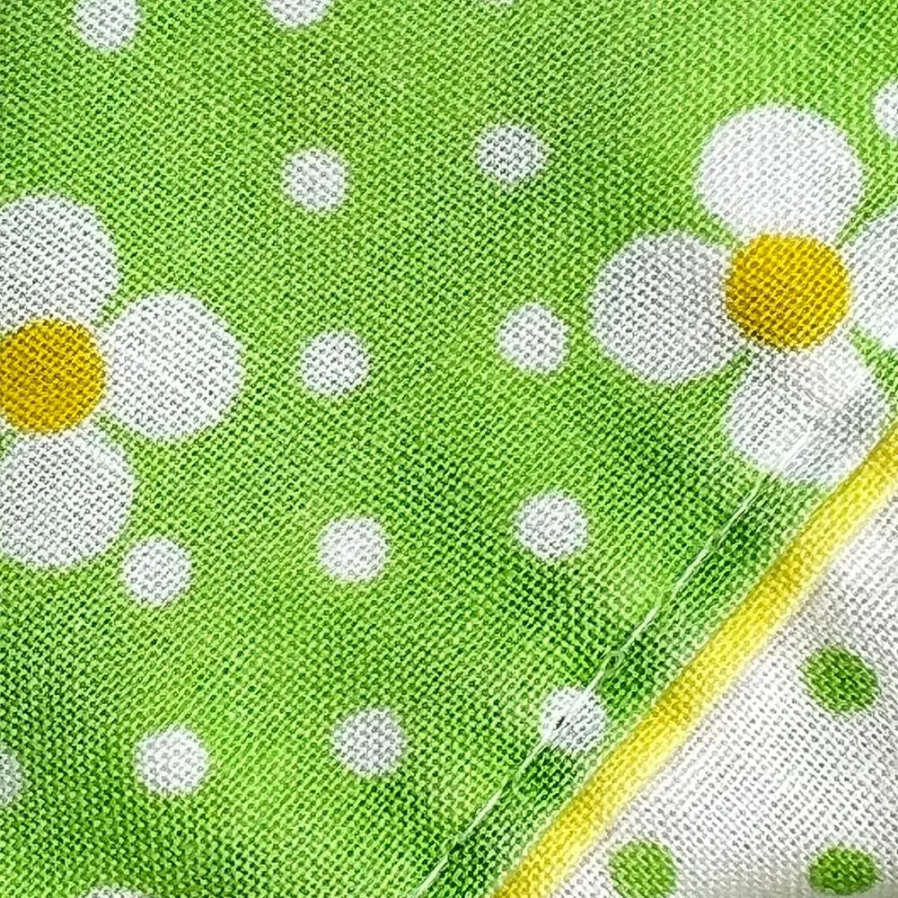 Vintage Fieldcrest Mod Polka Dot Floral Twin Flat Sheet Daisy No Iron Percale